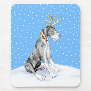Great Dane Reindeer Christmas Merle UC Mouse Mat