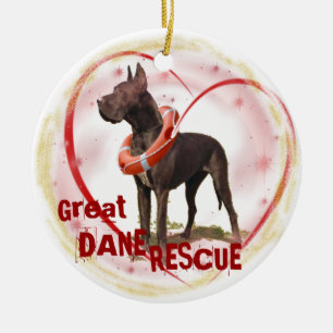 GREAT DANE RESCUE CHRISTMAS ORNAMENT