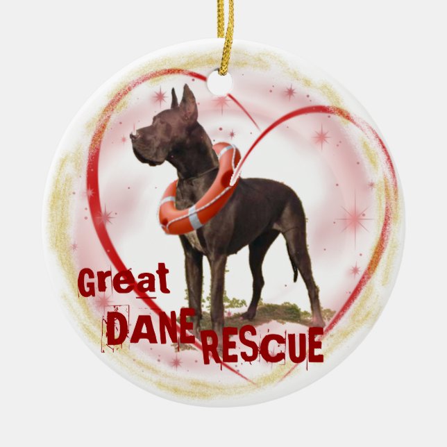 GREAT DANE RESCUE CHRISTMAS ORNAMENT (Front)