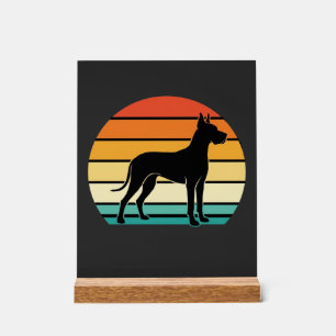 Great Dane Retro Sunset Dog Silhouette Acrylic Sign