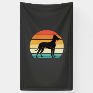 Great Dane Retro Sunset Dog Silhouette Banner