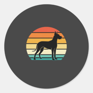 Great Dane Retro Sunset Dog Silhouette Classic Round Sticker