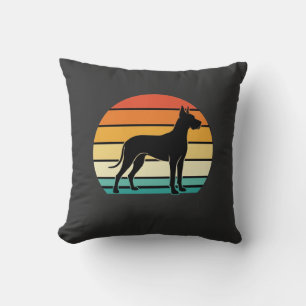 Great Dane Retro Sunset Dog Silhouette Cushion