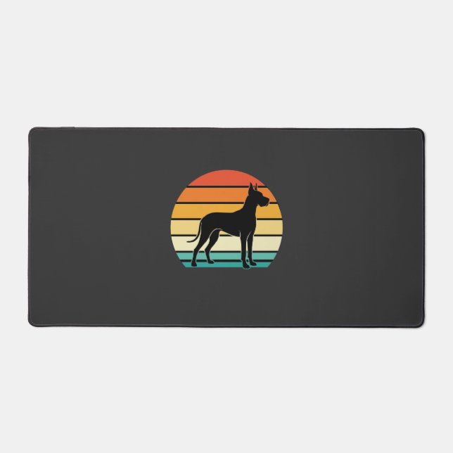 Great Dane Retro Sunset Dog Silhouette Desk Mat (Front)