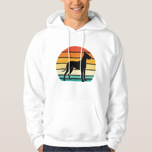 Great Dane Retro Sunset Dog Silhouette Hoodie