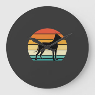 Great Dane Retro Sunset Dog Silhouette Large Clock