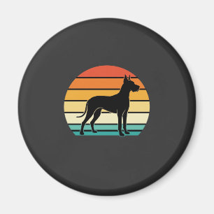Great Dane Retro Sunset Dog Silhouette Magnet