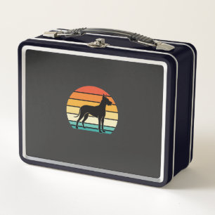 Great Dane Retro Sunset Dog Silhouette Metal Lunch Box