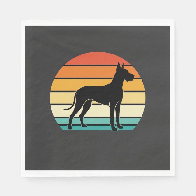 Great Dane Retro Sunset Dog Silhouette Napkin (Front)