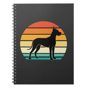 Great Dane Retro Sunset Dog Silhouette Notebook