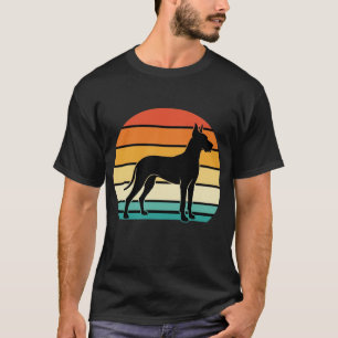 Great Dane Retro Sunset Dog Silhouette T-Shirt
