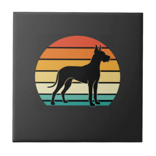 Great Dane Retro Sunset Dog Silhouette Tile