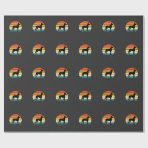 Great Dane Retro Sunset Dog Silhouette Wrapping Paper