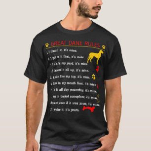 Great Dane Rules Funny Pet Lovers Gift T-Shirt