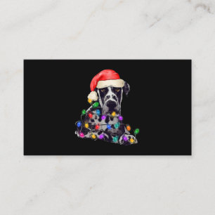 Great Dane Santa Christmas Tree Lights Xmas Boys D Business Card