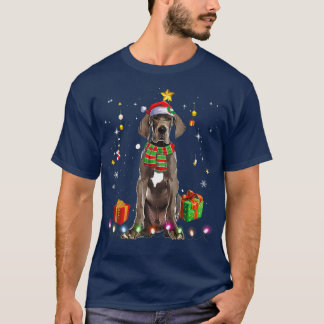 Great Dane Santa Christmas Tree Lights Xmas Pajama T-Shirt