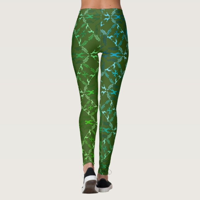 Great Dane Silhouette and Typography Pattern Leggings (Back)