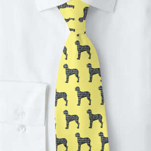 Great Dane Silhouette Yellow & Black Grid Yellow Tie
