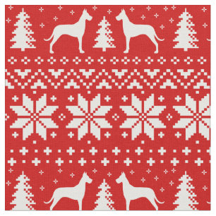 Great Dane Silhouettes Christmas Pattern Fabric