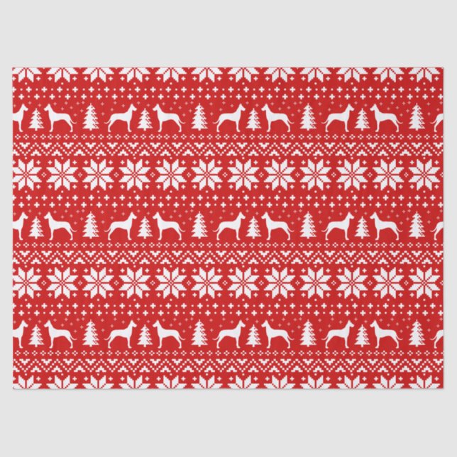 Great Dane Silhouettes Christmas Pattern Tissue Paper (Front)