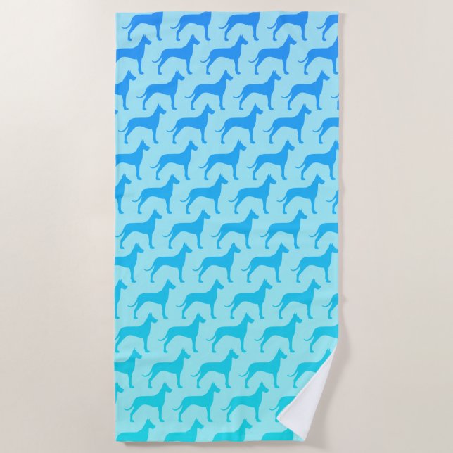 Great Dane Silhouettes Pattern Beach Towel (Front)