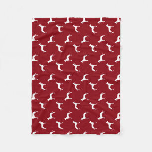 Great Dane Silhouettes Pattern Red Fleece Blanket
