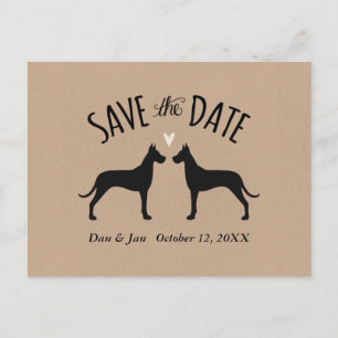 Great Dane Silhouettes Wedding Save the Date Announcement Postcard