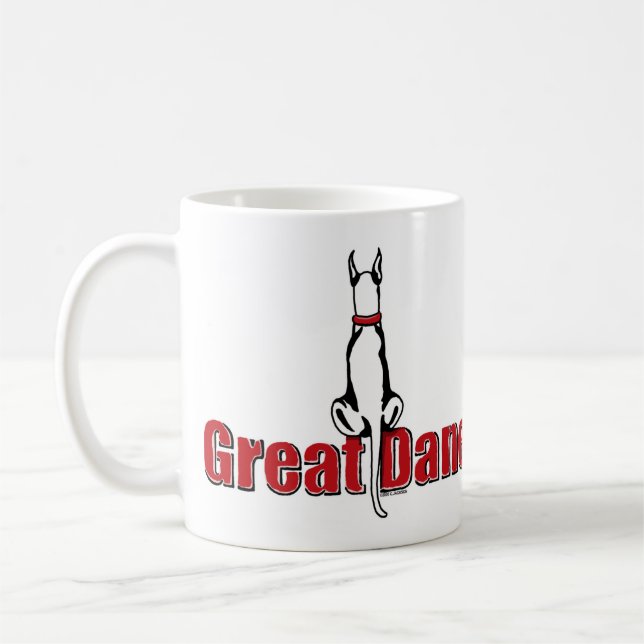 Great Dane Sit White Coffee Mug (Left)