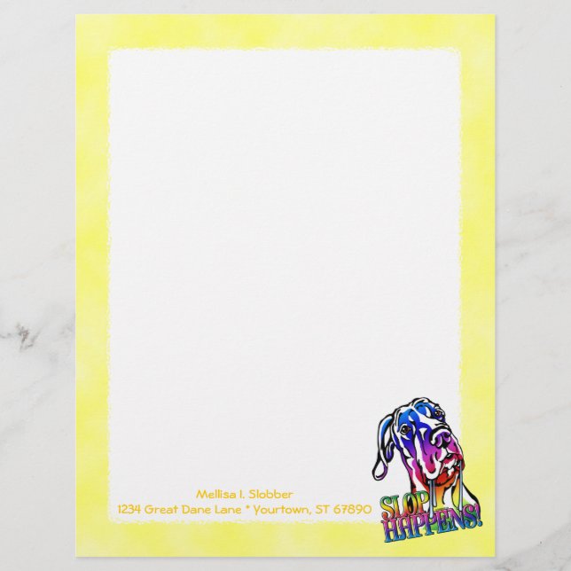 Great Dane Slop Happens Bright UC Customised Letterhead (Front)