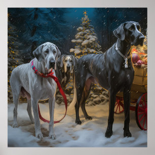 Great Dane Snowy Sleigh Christmas Decor 