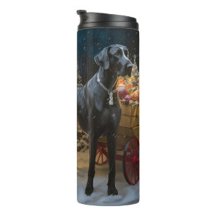 Great Dane Snowy Sleigh Christmas Decor Thermal Tumbler