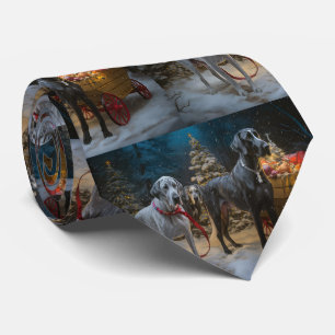 Great Dane Snowy Sleigh Christmas Decor Tie