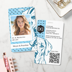 Great Dane sophisticated logo QR Code ID Badge