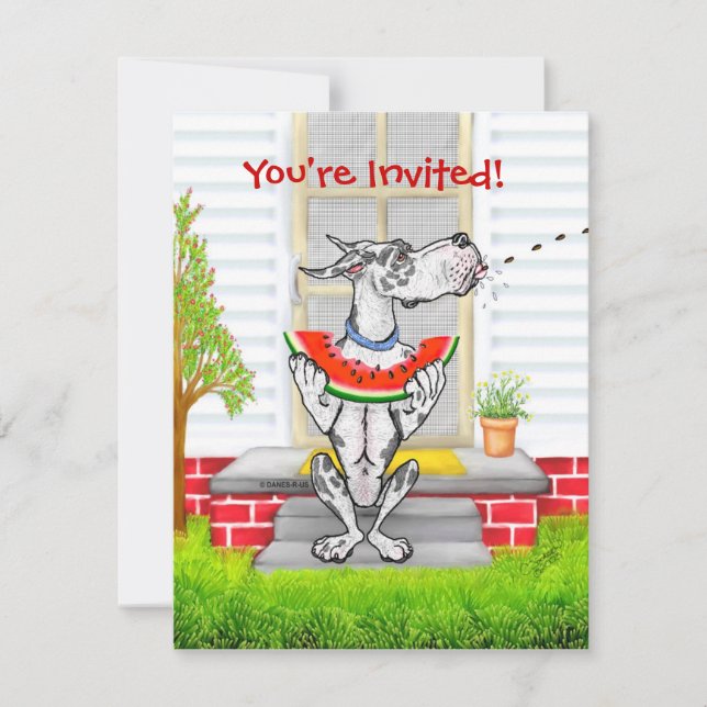 Great Dane SPIT Harlequin Invitation (Front)