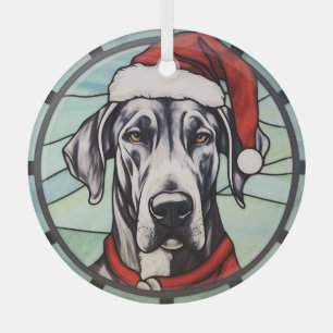 Great Dane Stained Glass Christmas Tree Decoration