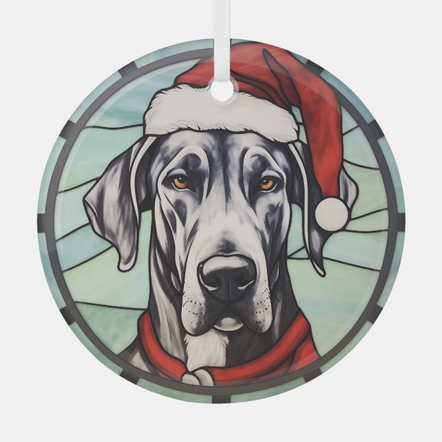 Great Dane Stained Glass Christmas Tree Decoration (Front)