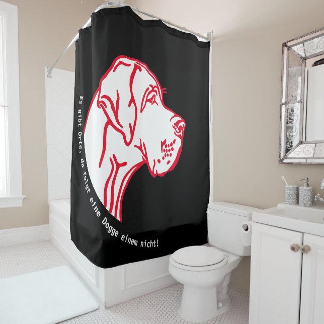 Great Dane Statement Drawing Shower Curtain (In Situ)