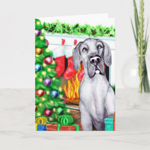 Great Dane Stockings Blue UC Holiday Card