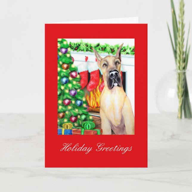 Great Dane Stockings Fawn Holiday Card (Front)