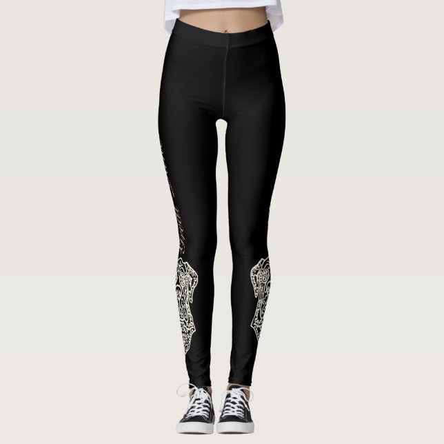 Great Dane Sugar Skull Leggings-Natural Ears Leggings (Front)