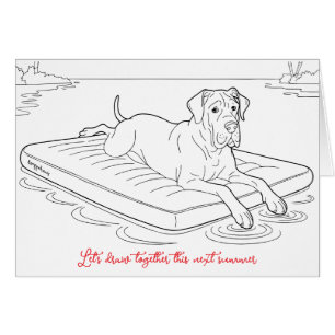 Great Dane Summer mode colouring card