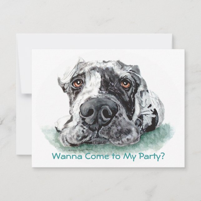 Great Dane Taped Up Merle Invitation (Front)