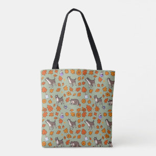 Great Dane Tote Bag Halloween Floral Cute Kawaii
