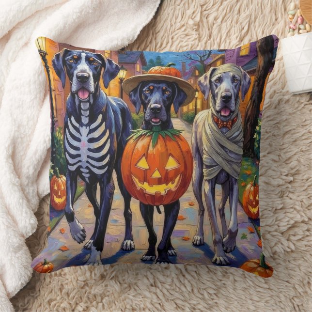Great Dane Trick-or-Treating Halloween Costumes Cushion (Blanket)