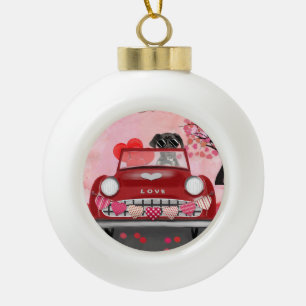 Great Dane Valentine's Day Delight Ceramic Ball Christmas Ornament