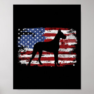 Great Dane Vintage American Flag  Poster