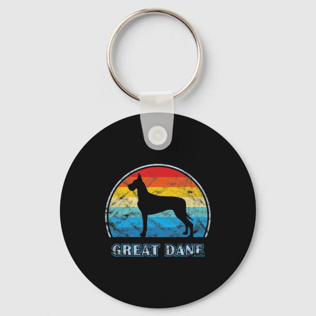 Great Dane Vintage Design Dog Key Ring (Front)