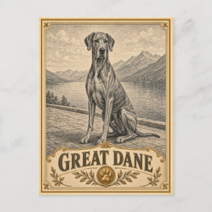Great Dane, Vintage Heritage Dog Postcard