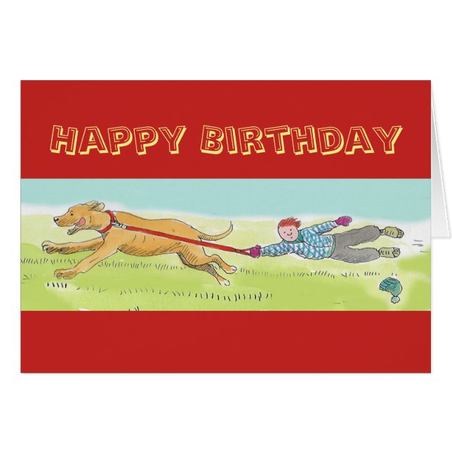 Great Dane walking Birthday dog card (Front Horizontal)