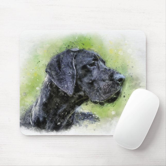 Great Dane watercolor Mouse Mat (With Mouse)